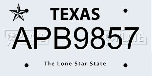 APB9857 Texas License Plate