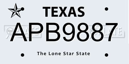 APB9887 Texas License Plate
