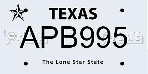 APB995 Texas License Plate
