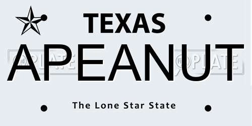 APEANUT Texas License Plate