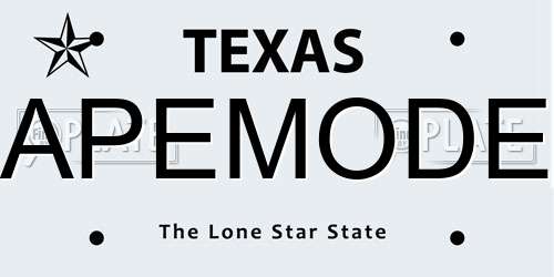 APEMODE Texas License Plate