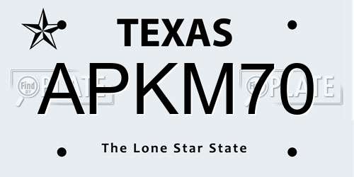 APKM70 Texas License Plate
