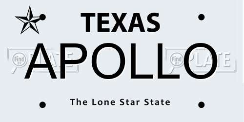 APOLLO Texas License Plate