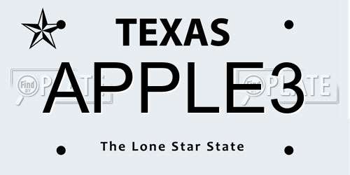 APPLE3 Texas License Plate