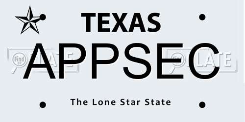 APPSEC Texas License Plate