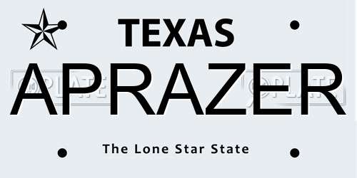 APRAZER Texas License Plate