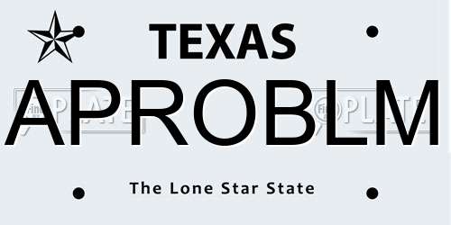 APROBLM Texas License Plate