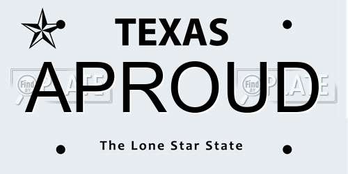 APROUD Texas License Plate