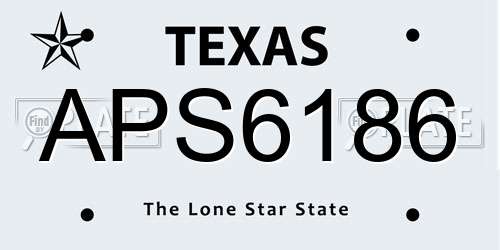 APS6186 Texas License Plate