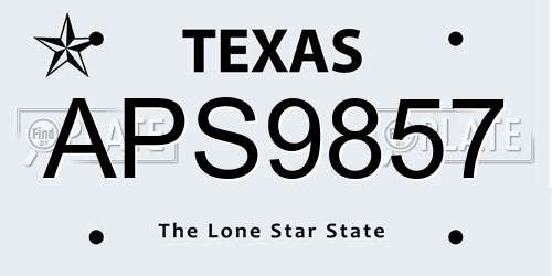 APS9857 Texas License Plate