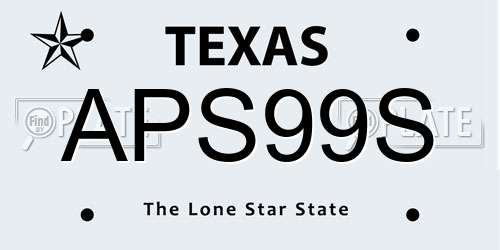 APS99S Texas License Plate