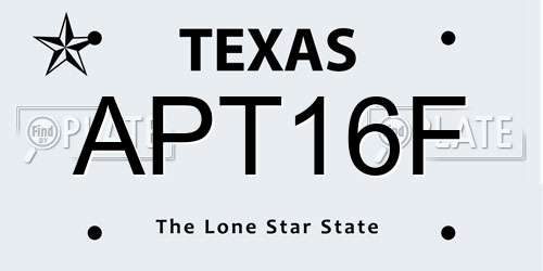 APT16F Texas License Plate