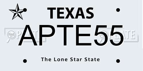 APTE55 Texas License Plate