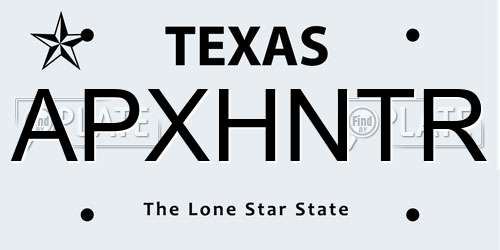 APXHNTR Texas License Plate
