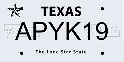 APYK19 Texas License Plate