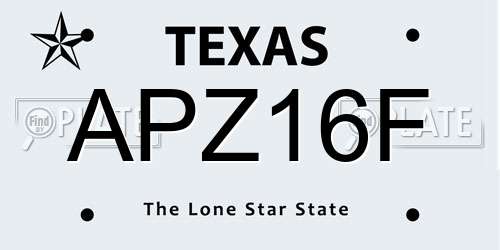 APZ16F Texas License Plate