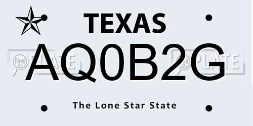 AQ0B2G Texas License Plate