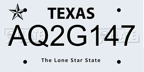 AQ2G147 Texas License Plate