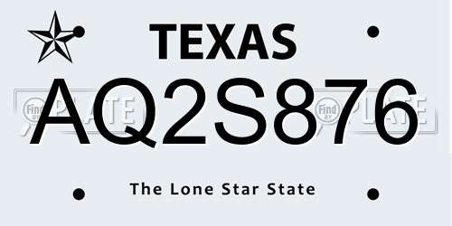 AQ2S876 Texas License Plate