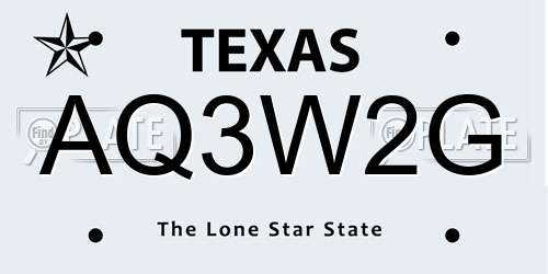 AQ3W2G Texas License Plate
