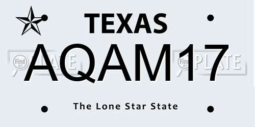 AQAM17 Texas License Plate