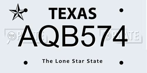 AQB574 Texas License Plate