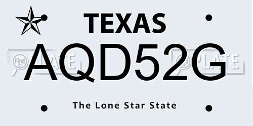 AQD52G Texas License Plate