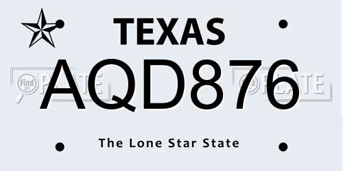 AQD876 Texas License Plate