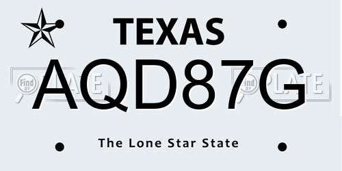 AQD87G Texas License Plate