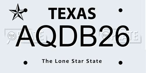 AQDB26 Texas License Plate