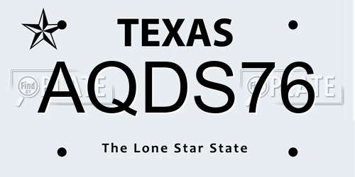 AQDS76 Texas License Plate