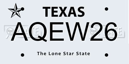 AQEW26 Texas License Plate