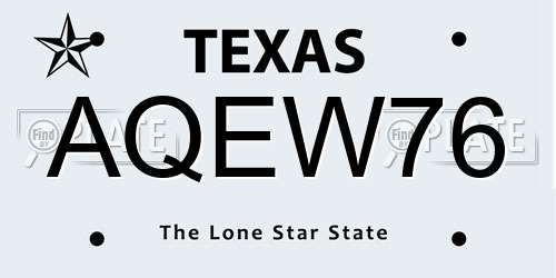 AQEW76 Texas License Plate