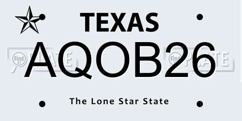 AQOB26 Texas License Plate