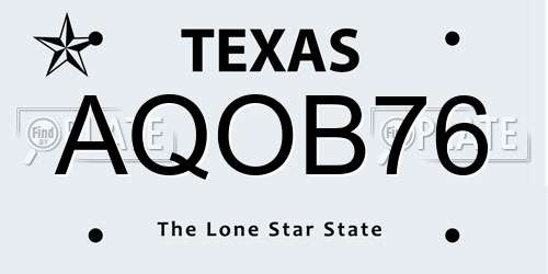 AQOB76 Texas License Plate