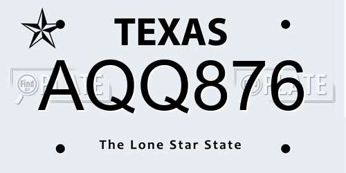 AQQ876 Texas License Plate