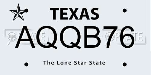 AQQB76 Texas License Plate