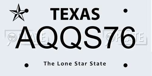 AQQS76 Texas License Plate
