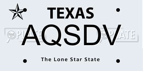 AQSDV Texas License Plate