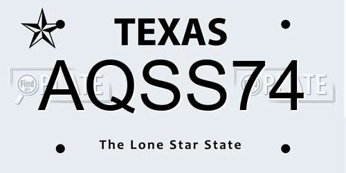AQSS74 Texas License Plate
