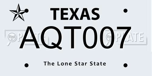 AQT007 Texas License Plate