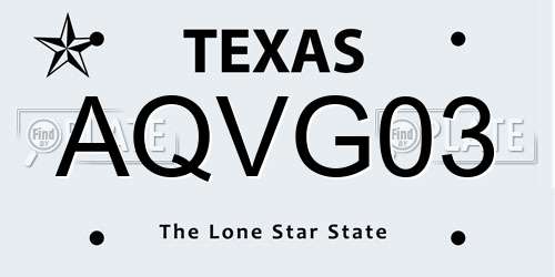 AQVG03 Texas License Plate
