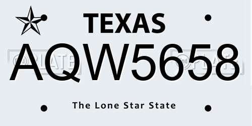 AQW5658 Texas License Plate