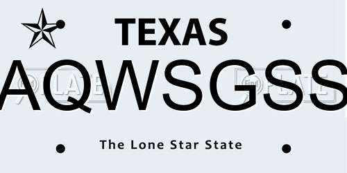AQWSGSS Texas License Plate