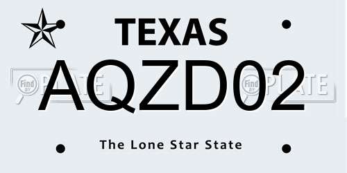 AQZD02 Texas License Plate