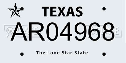 AR04968 Texas License Plate
