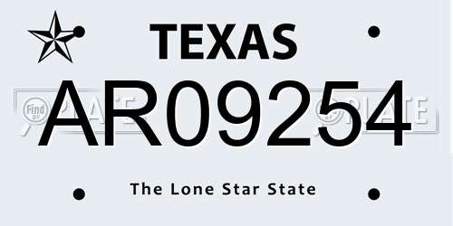AR09254 Texas License Plate