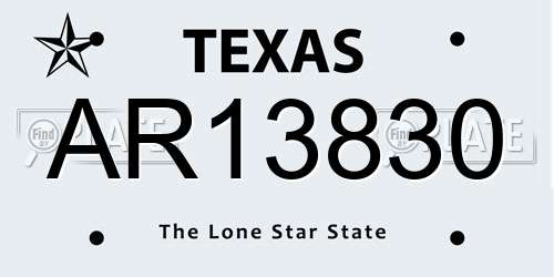 AR13830 Texas License Plate