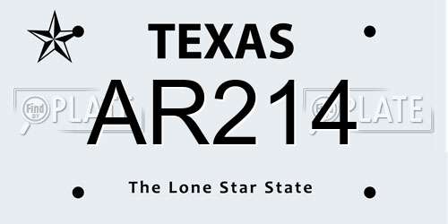 AR214 Texas License Plate