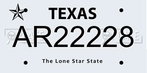 AR22228 Texas License Plate